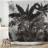 ASDCXZ Tenda Doccia Nero 180x180 cm, Verniciata A Mano Tropicale Pianta Impermeabile Bagno Tende Doccia Lavabile Poliestere Tessuto Campeggio Tenda da Doccia per Bagno con 12 Tende Doccia Gancio