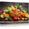Pixxprint Frutta Fresca e Verdura nel Cestino Stampa su Tela 80x60 cm Artistica murale