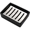 Ulable Portasapone in acciaio inox 304 in ceramica a doppio strato, porta sapone autodrenante, resistente, facile da pulire, contenitore per sapone per il bagno (nero)