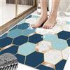 Surwin Tappetino da Doccia Antiscivolo, Modelli di Piastrelle Tappetino da Bagno in Luffa PVC Morbida Tappeto Antiscivolo con Scarico Lavabile Asciugatura Rapida Doccia (Blu,50x80cm)