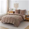 WUMIUER Set di biancheria da letto in pile 200x200 cm Marrone Chiaro Caffè 3 pezzi, biancheria da letto invernale in raso di castoro calda e soffice, copripiumino e 2 federe da 80x80cm, morbido e