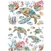 Joeyan Adesivi per Mobili, 2 Fogli 43x30cm Grandi Tartarughe Marine Disegno Acquerello, Adesivi Artigianali per Legno Vetro Metallo Tela Porcellana Plastica Decorazione, Mondo Subacqueo