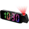 KQLHLHDYZ Sveglia a Proiezione, Orologio Digitale con Proiettore 180°, Regolatore di Luminosità a 3 Livelli, Grande Display a Specchio per Camera da Letto