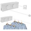 Yallmie Filo Stendibiancheria Retrattile 5,1m, Doppia Corda per Biancheria Retrattile in Acciaio Inox, Filo per Stendere Retrattile Anti-cedimento Stendibiancheria da Parete Corda Stendino da Parete per 20kg