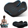 Focenat Cuscino Sedia Ufficio, Cuscino Ergonomico Memory Foam, Cuscino Ortopedico Seduta per Coccige, Allevia Sciatica e Dolori Lombari, Fodera Lavabile Antiscivolo, per Ufficio Casa Auto (Nero)