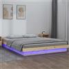 IKAYAA Rete Letto Matrimoniale 160x200 cm con LED Letto 160x200 cm Struttura Letto Matrimoniale Legno Massello di Pino-Naturale-160 x 200 cm