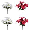 Bo Wawa 4 mazzi di fiori di Natale artificiali in seta artificiale di seta bianca e 2 rossi per la decorazione del giorno di Natale