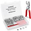 KAXIMON Kit di 200 bottoni automatici da 9,5 mm, kit con pinze di fissaggio, bottoni automatici in metallo, senza cuciture, kit di chiusura a scatto antiruggine per tessuti, abbigliamento, borse