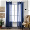 CUCRAF - Tende trasparenti con occhielli per soggiorno e camera da letto, 300 x 140 cm (altezza x larghezza), set da 2 pezzi, colore blu, tenda monocromatica, facile da pulire, effetto lino
