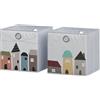 Vicco Scatola pieghevole, Grigio (città), 30 x 30 cm (motivo città), con occhiello per una facile estrazione e motivi adatti ai bambini
