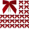 Celblisora 24 Pezzi Fiocchi Natalizi Rossi Piccoli in Velluto, per Albero di Natale, Corona, Confezioni Regalo, Fai da Te, Matrimonio, Fiocchi da Legare per Sacchetti di Dolci, Decorazione Casalinga