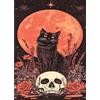 Bowetile Diamond Painting Kit Completo Riva del Mare, Pittura 5D Diamante Halloween Scheletro Fai da Te per Adulti , Principianti con Strass Ricamo a Punto Croce, Decorazione Casa e Pareti 30x40 cm