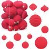 STEEIRO Set di 35 palline di Natale in velluto, infrangibili, floccate, decorazioni per albero di Natale, feste, vacanze, Natale, festival (rosso)