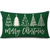 Sungeek Federe per Cuscino Natale, Federe Cuscini per Divano Decorativi in Lino Fodere per Cuscini di Natalizi Copricuscini Divano (30x50cm, Merry Christmas Albero di Natale Verde)