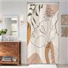 ASDCXZ Tenda da Doccia Beige 120x180 cm Stile Boho, Moderna Arte Astratta con Faccia di Ragazza, Fiore e Foglie Verdi Lavabile Tenda per Doccia in Poliestere Tessuto Impermeabile per Vasca da Bagno