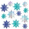 Kiiwah 12 Pezzi 3D Fiocchi di Neve Decorativi per Albero Di Natale, Olografici Scintillanti Addobbi de Ornamenti Pendenti Natalizi, Blu Fiocchi di Neve da Ciondoli per Natalizi Decorazioni