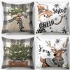 Dazhtu Natale Federe Cuscini Divano 45x45,Set da 4 Decorazioni Natalizie Quadrati in Qualità Lino,Alce Inverno Natale Federe Cuscino,Cuscini Natalizi per Divano letto soggiorno Celebrazione Christmas