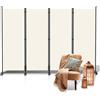 Fiqops Divisorio su ruote, 4 pezzi, 228 x 181 cm, paravento per esterni, resistente alle intemperie e divisorio per uffici, balconi, beige