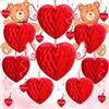 YBwanli Decorazioni per San Valentino, simpatico orso a forma di cuore e ali d'angelo, turbinio sospeso a forma di cuore, amore romantico, fidanzamento, forniture per anniversario di matrimonio