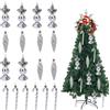 HNLMZ Addobbi per Albero di Natale,18 Pezzi Palline di Natale,Accessori Decorativi per L'Albero di Natale,Bastoncino di Zucchero Glitterato per la Decorazione Natalizia(Argento)
