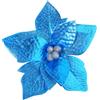 Xinnun 24 Pezzi di Fiori di Poinsettia Artificiali in 3 Taglie per Addobbi Natalizi Fiori di Stella di Natale Glitterati Fiori Finti per Albero di Natale Decorazione di Capodanno per Casa (Blu)