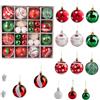 Aupawdy Palline di Natale, Set di 42 in Plastica per Albero, Decorazione Interna e Esterna, Colori Rossi Verdi Bianchi (6cm e 3cm)