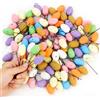 Fangoo 120 Pezzi Mini Uova di Pasqua in Schiuma con Gambi Uova Artificiali Multicolori in Schiuma Maculata per Feste Natalizie Nido di Uccello Decorazioni per Ghirlande Artigianato DIY