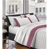 IlGruppone Completo Letto Lenzuola 100% Raso di Cotone con Balza Applicata Stampa Digitale nel Lenzuolo sopra E Federe sotto Due Piazze con Angoli Elastici Tinta Unita - Rosa - Matrimoniale