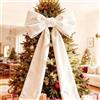 Generico Velluto Per Albero Di Natale,Fiocco Puntale Albero Di,50,8 X 38,1 Cm, Extra Large, In Velluto Rosso, Con Sentiero Lungo 3 M,Per Decorare La Parte Superiore Dell'albero Di Natale (1, Bianco)