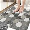 Surwin Tappetino da Doccia Antiscivolo, Modelli di Piastrelle Tappetino da Bagno in Luffa PVC Morbida Tappeto Antiscivolo con Scarico Lavabile Asciugatura Rapida Doccia (Grigio Scuro,50x80cm)