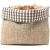 Gaidra Cesto Pane Cestino Portapane in Tessuto Iuta e Cotone a qudretti - Sacchetto di Design Fatto con qualità Artigianale in Fibre Naturali - Beige Nocciola, 20 x 20 x 10 cm