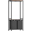 VASAGLE Cesto Portabiancheria Doppio, Porta Biancheria, 2 Ripiani, Barra Appendiabiti, 2 Sacchi Estraibili e Rimovibili, 2 x 46L, 73 x 33 x 177 cm, Marrone Vintage e Nero Classico BLH231B02