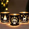 Larcenciel 3 Porta Candele Natalizio,Nero Oro Portacandele Vetro,Porta Candele con Motivi di Renne e Alberi di Natale,Vaso e Portapenne,Candelabro Vintage per Decorazioni Casa,Festa,Tavola di Natale