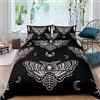 Loussiesd Copripiumino Boho Falena King Uomo Set Biancheria da Letto Teschio Gotico per Ragazze Donne Decorazione Camera da Letto Bohémien Luna Stella Copripiumino Personalizzato Falena Teschio