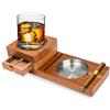 Surplex Posacenere in legno con rum liquori personalizzati per whisky, con cassetto e scomparto per sigari, accessori per sigari da uomo, accessori per whisky