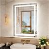Snowdool Specchio da Bagno a LED, Specchio Cosmetico da 50x70 cm con illuminazione, Specchio da parete Retroilluminato, Dimmerabile, 3 Colori Luce, Antiappannamento, Funzione Memoria, IP44