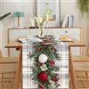 CRYSLOVE Runner da Tavola Natalizio 40x180 cm,Decorazioni Natale Fiocco di Neve Inverno per Decorazioni Interni Esterni Cucina (Palla di Natale - Bianco, 40*180cm)