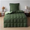 HIG Copripiumino 140x200 cm + 1 Fodera per cuscino 65x65 cm - Trapunta certificata Oeko-TEX verde, cucita a scatola - 1300 g di alternativa alle piume (250 GSM) morbida e soffice
