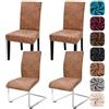 Alishomtll Set di 4 coprisedia in pelle semi sintetica, elasticizzati, colore cachi