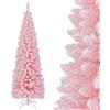 COSTWAY Albero di Natale Slim Rosa 150/180 cm, Albero di Natale Innevato con 328/460 Rami e Supporto Metallico Pieghevole, Albero per Decorazione per Feste in Casa e Ufficio (180 CM)