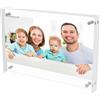 Husalsea Acrilico Cornice Foto Trasparente 10x15 cm - Cornice Plexiglass Magnetica e Senza Cornice per Tavolo, Portafoto da Tavolo Elegante, Display Doppio Lato, Impermeabile e Trasparente