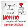 Mr. Gadgets Cuscino Festa dei Nonni con Imbottitura e Federa Personalizzabile con Nomi - Dimensioni 40x40 cm… (Nonno Migliore)