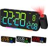 EVILTO Sveglia con Proiezione Soffitto Sveglia Digitale Orologio da Comodino LED con Proiezione 180° Ampio Schermo Caricatore Porta USB 12/24H DST Snooze Luce Notturna RGB Doppia Temperatura Data