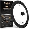 Walfos Coperchio Universale Ø 38 cm, 36 cm e 33 cm, in Vetro per Pentole e Padelle con Bordo in Silicone Graduato