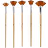 Giantree Set di 5 Pennelli a Ventaglio con Manico in Legno - per Pittura Acrilica, Olio, Acquerello e Fai da Te - Setole in Nylon