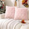 QKTYB Federe Cuscini Natalizi Per Divano Set, Pile Corallo Federe Natalizie 45x45, Fiocco Di Neve E Albero Copricuscini Natalizi Per La Decorazione Natalizia Del Divano Letto (Rosa)