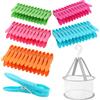 YiliYa 72 Pezzi Mollette da Bucato,Mollette in Plastica Multicolore Clip di Vestiti Antivento Pioli Supporti Antivento Set per Telo Mare Trapunta Tappeto