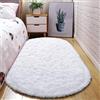 Treer Tappeto Ovale Salotto Moderno Pelo Corto Lavabile Morbido Tappeti per Soggiorno Tappeti per Interni Morbidi Tappeti, per Divano Camera da Letto Home Decor (Bianco,120x200cm)