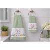 Corredocasa Coppia Asciugamani in Spugna di Puro Cotone, Made in Italy - Set Asciuga Mani con Balza Decorativa Pasquale, Morbidi e Assorbenti - Biancheria Bagno Elegante Primaverile (Verde)