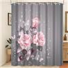 Xiaoterna Tenda da doccia primavera tenda da bagno acquerello foglie pianta floreale glitter spruzzi d'oro tenda da bagno farfalla rosa grigio tessuto impermeabile lavabile in lavatrice 120 x 180 cm